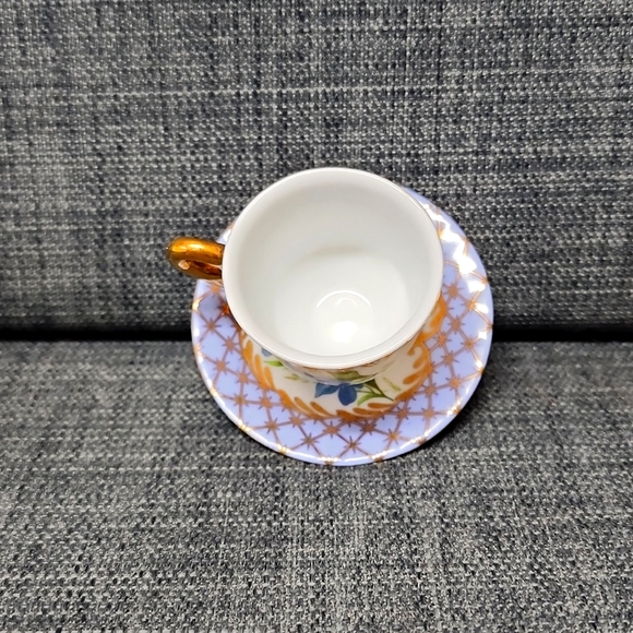 VINTAGE Miniature Tea&cup Attached Porcelain Saucer Decorative Xmas Ornament - Picture 4 of 6